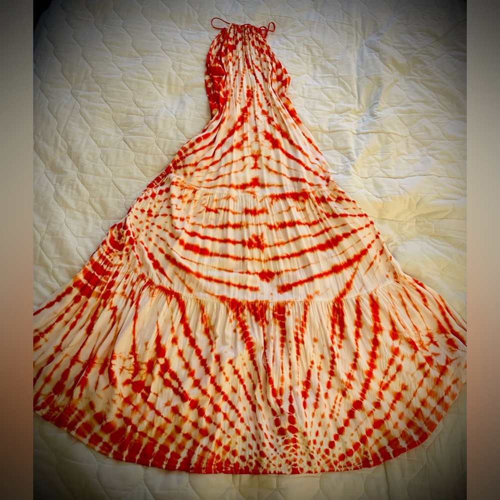 YFB Red and White Tie-Dye Maxi Dress size S